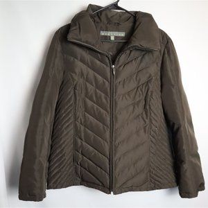 Kenneth Cole Sz L Brown Down & Feather Jacket - image 1